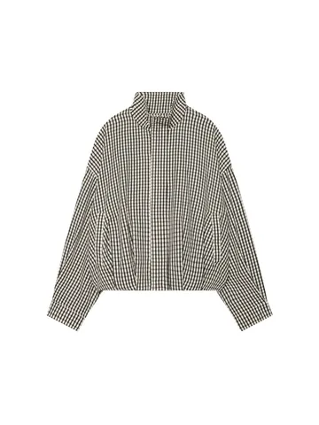 Women's Plaid Stand Collar Casual Jacket Fashion Autumn Loose Fit Checked Short Outerwear Long Sleeve Zipper Up Top