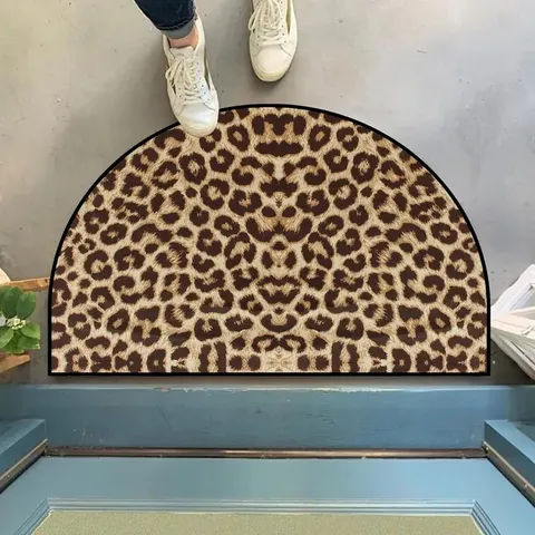 Leopard Print Floor Mat Polyester Absorbent Anti-Slip Rug American Style Decorative Mat For Living Room Bedroom Bathroom