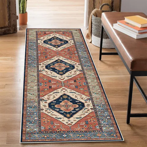 Bohemian Persian Kitchen Rug Runner Absorbent Wear Resistant Non Slip Floor Mat For Hallway Entryway Living Room Decor
