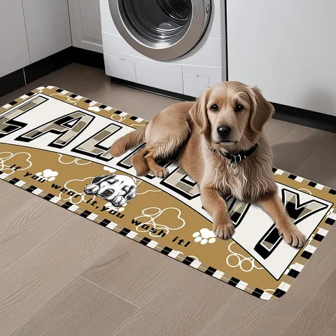 Laundry Room Floor Mat Non-Slip Crystal Velvet Dog Paw Print Runner Rug Washable Entrance Door Mat For Home Decor