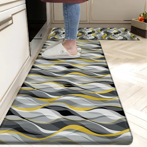 American Geometric Kitchen Runner Rug Set Non Slip Washable Polyester Floor Mat For Home Kitchen Decor