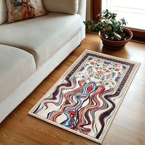 Tapis de Salon Style Moderne Épicé Imitation Cachemire Doux Décoratif Canapé Table Basse Tapis de Chevet de Chambre