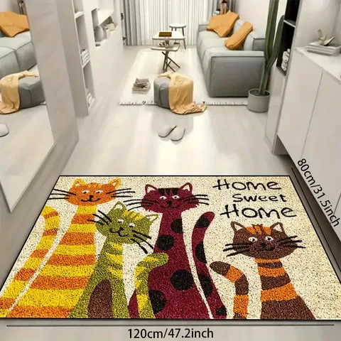 American Cartoon Dog Floor Mat Entrance Door Mat Absorbent Non-Slip Washable Polyester Mat For Living Room Bathroom
