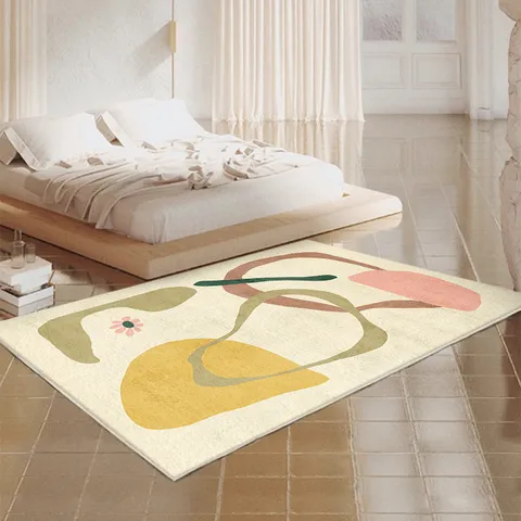 Nordic Minimalist Abstract Geometric Printed Polyester Carpet Soft Non-Slip Living Room Bedroom Bedside Rug Home Decor