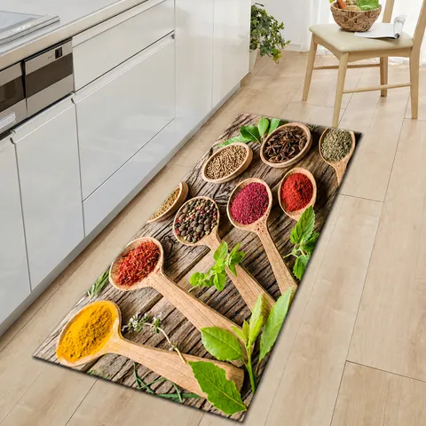 Anti-Slip Absorbent Polyester Kitchen Mat Vintage Laundry Room Pattern Floor Rugs Washable Kitchen Decor Carpet