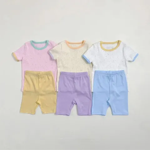Bebé Niño Niños Verano Algodón Manga Corta Camiseta Y Pantalones Cortos Top Y Pantalón Atuendo Casual Para Uso Diario