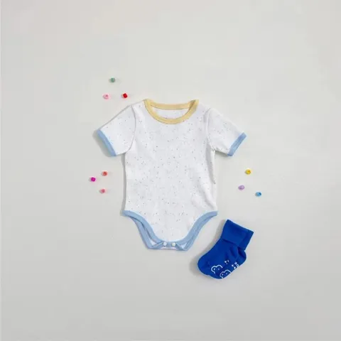 Infant Baby Summer Romper Short Sleeve Cotton Color Block Bodysuit Newborn Cute One-Piece Outfit Children Clothing