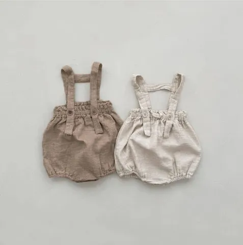 Mameluco de Verano de Poliéster para Bebé Unisex Estilo Bosque Tirantes Triángulo Jumpsuit Casual Diario
