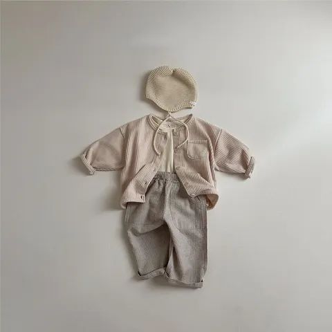Pantalón Casual de Bebé y Niño Pequeño Puro Algodón Retro Rayado Suelto Pantalón Largo Bebé Ropa de Exterior Diaria Lindos Pantalones de Niños