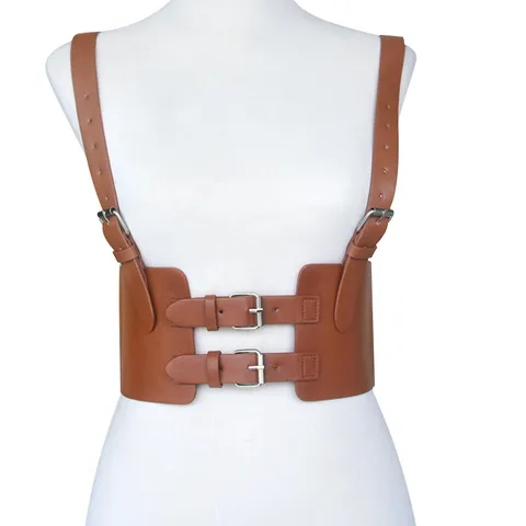 Cintura Corsetto in Finta Pelle Vintage da Donna Fascia Larga in Vita Bretelle Imbracatura Cintura per Camicia Abito Accessori Moda