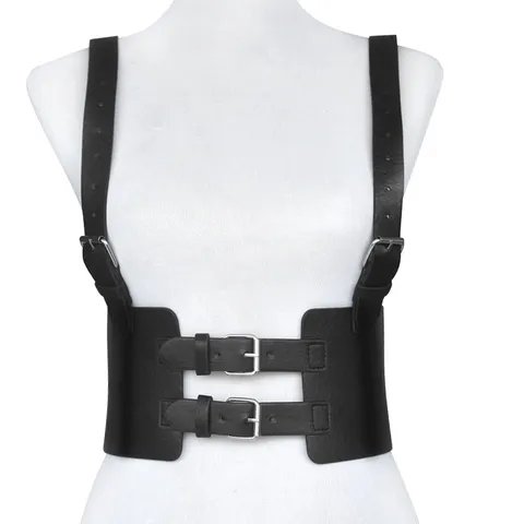 Cintura Corsetto in Finta Pelle Vintage da Donna Fascia Larga in Vita Bretelle Imbracatura Cintura per Camicia Abito Accessori Moda