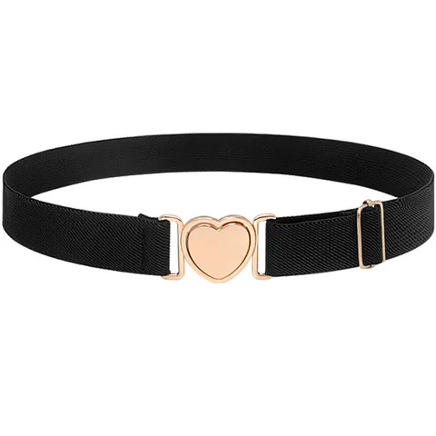 Ceinture Élastique pour Femme Boucle Cœur en Métal Bande de Taille Extensible Accessoires de Ceinture Décorative