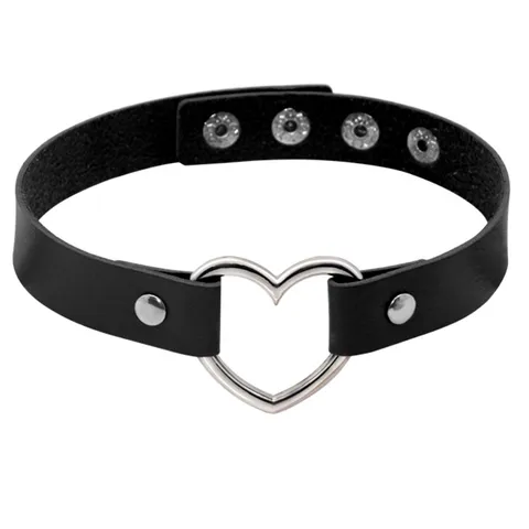 Harajuku Punk Ψεύτικο Δέρμα Καρδιά Choker Κολιέ Γυναικεία Κοντό Γιακά Gothic Χριτωμένο Αγάπη Καρδιά Κρεμαστό Κολιέ Κοσμήματα Δώρο