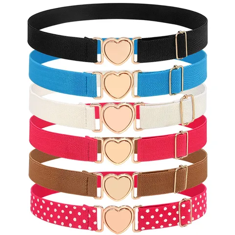 Ceinture Élastique pour Femme Boucle Cœur en Métal Bande de Taille Extensible Accessoires de Ceinture Décorative