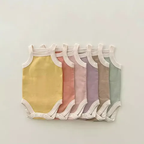 Infant Baby Summer Cotton Sleeveless Strap Bodysuit Newborn Cute Triangle Romper Headband Set