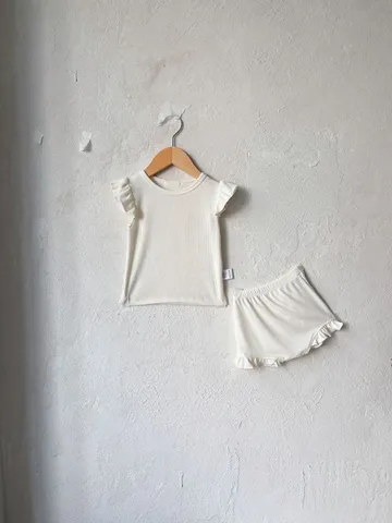 Infant Baby Summer Cotton Blend Ribbed Fly Sleeve Top And PP Shorts Outfit Set Toddler Casual Cute Clothes