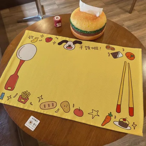 Cartoon Dog Cat Print Cotton Linen Tablecloth Cute Animal Pattern Place Mat For Dining Table Dormitory Decor Washable Desktop Background Cloth