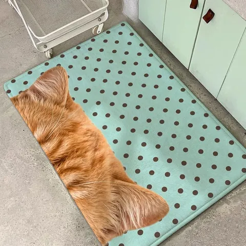 Korean Fresh Cat Ear Faux Cashmere Rug Cute Polka Dot Printed Bedside Mat Soft Non-Slip Bedroom Bay Window Floor Carpet For Home Decor