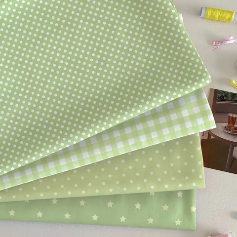 Pastoral Green Flannel Tablecloth Fresh Star Polka Dot Grid Desk Cloth DIY Fabric For Dormitory Student Home Decor Picnic