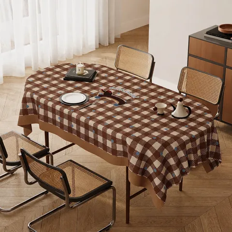 Mantel de Cuadros con Perro Teckel de Dibujos Animados Cubierta de Mesa de Felpa Resistente al Calor para Comedor y Mesa