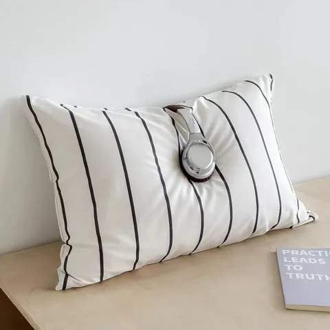 Korean Style Ins Plush Throw Pillow Striped Sea Salt Blue Rectangular Bedside Cushion For Student Dormitory Decor Waist Backrest With PP Cotton Filling
