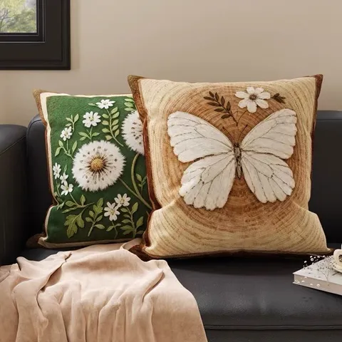 Retro Vintage Plüsch Wurfkissenbezug Luxus Kissenhülle Mit Kaninchen Schmetterling Muster Bedruckter Kissenbezug Für Sofa Schlafzimmer Dekor