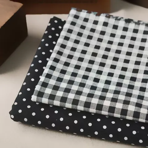 Korean Style Black and White Grid Polka Dot Plush Tablecloth For Desktop Nightstand Photography Background Decorative Fabric