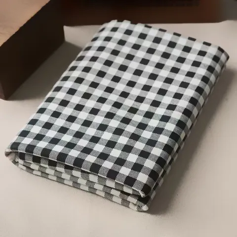 Korean Style Black and White Grid Polka Dot Plush Tablecloth For Desktop Nightstand Photography Background Decorative Fabric