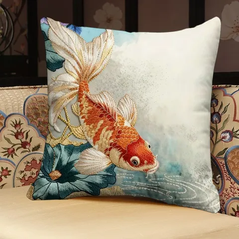 Nieuwe Chinese Stijl Dubbelzijdig Sierkussen Artistiek Bedrukt Pluche Kussen Voor Bank Slaapkamer Kantoor Traditioneel Inktpatroon Woondecoratie
