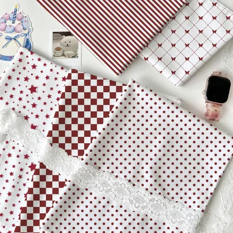 American Vintage Red White Flannel Tablecloth Retro Printed Decorative Fabric For DIY Handicraft Table Cover Home Decor