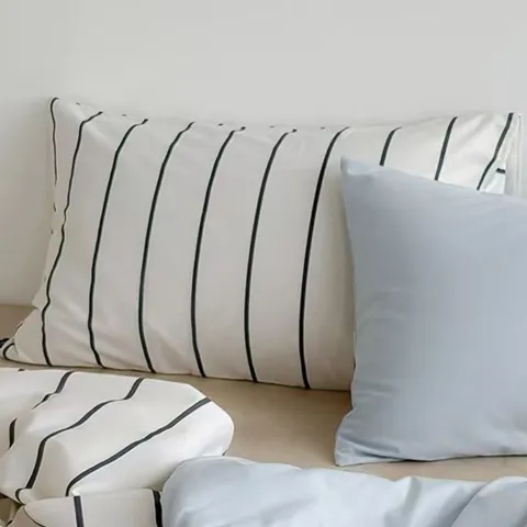 Korean Style Ins Plush Throw Pillow Striped Sea Salt Blue Rectangular Bedside Cushion For Student Dormitory Decor Waist Backrest With PP Cotton Filling