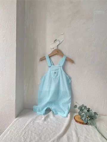 Peto de Cuadros de Algodón para Bebé y Niño Pantalones Cortos de Verano Casuales Lindos para Niños y Niñas Ropa Diaria