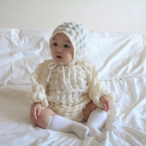 Newborn Baby Waffle Romper Infant Long Sleeve Bodysuit Cute Spring Fall Baby Clothes Toddler Daily Clothing