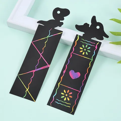 Kinder Diy Kratzbild Kunstpapier Cartoon Dinosaurier Lesezeichen Bunte Graffiti Karte Pädagogische Bastelbedarf