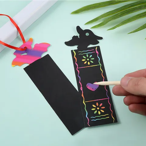 Kinder Diy Kratzbild Kunstpapier Cartoon Dinosaurier Lesezeichen Bunte Graffiti Karte Pädagogische Bastelbedarf