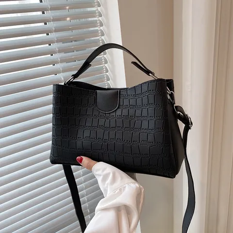 Damen Krokodilmuster PU Leder Umhängetasche Retro Tote Handtasche Tägliche Casual Kombination Umhängetasche