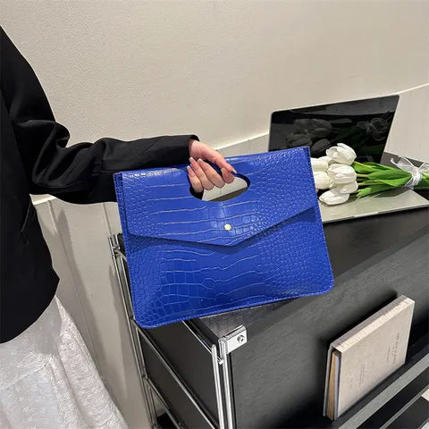 Damen Retro Krokodilmuster PU Leder Clutch Bag Casual Große Kapazität Handtasche Elegante Mode Tote Bag