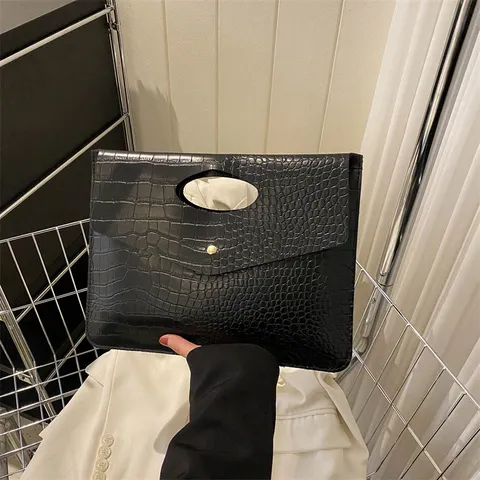 Damen Retro Krokodilmuster PU Leder Clutch Bag Casual Große Kapazität Handtasche Elegante Mode Tote Bag