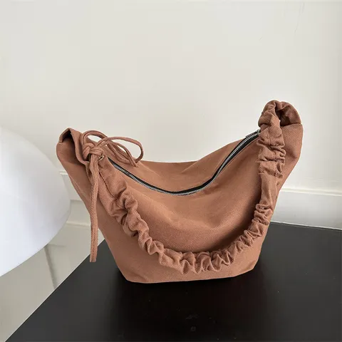 Große Kapazität Lässige Nylon Umhängetasche Damen Mode Plissierte Dumpling Tote Bag Einfache Weiche Umhängetasche Hobo Bag