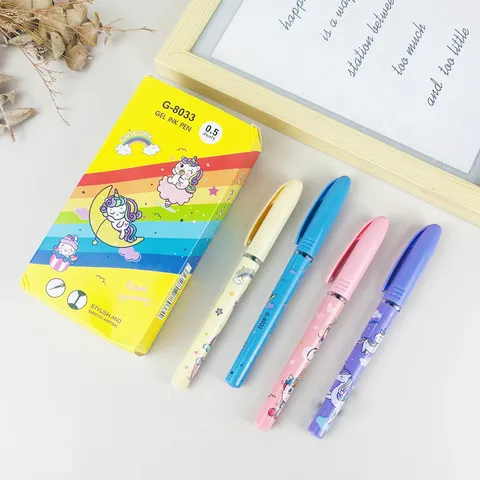 Cute Cartoon Unicorn Gel Ink Pen Black Signature Pens Plastic Writing Pens Office School Stationery
