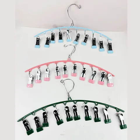 Stainless Steel Drying Rack Multi Clip Windproof Sock Hanger Laundry Organizer For Underwear Baby Clothes Home Daily Use