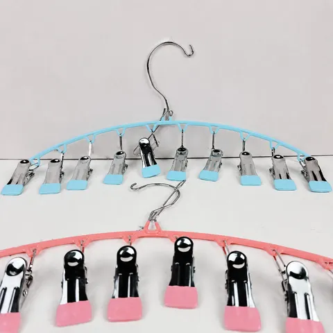 Stainless Steel Drying Rack Multi Clip Windproof Sock Hanger Laundry Organizer For Underwear Baby Clothes Home Daily Use