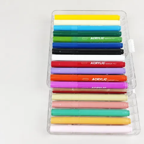 Soft Tip Acrylic Marker Pens 24 Colors Washable Art Markers Watercolor Paint Pens For School Students Drawing
