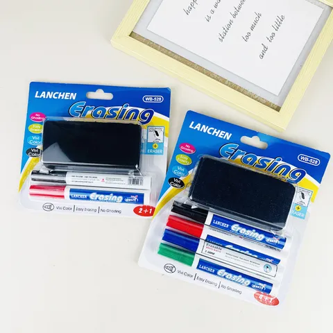 Erasable Whiteboard Markers Set Dry Erase Pens with Eraser Fine Tip Colorful Ink Office School Writing Supplies