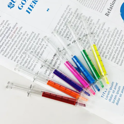 Kreative Spritzenförmige Textmarker Kunststoff Fluoreszierende Marker Bunte Schreibwaren Für Schüler Büro