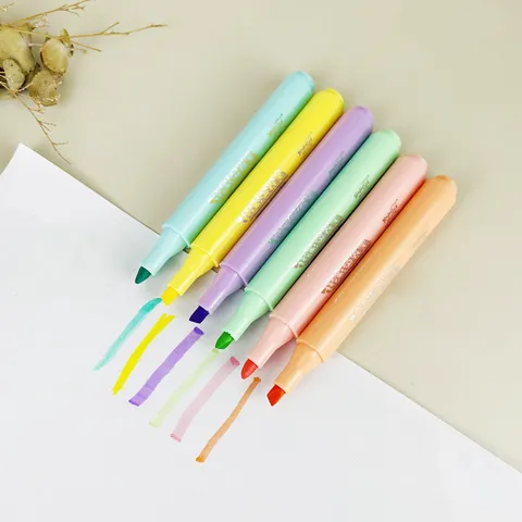 Pastell Textmarker Stifte Keilspitze Ästhetische Textmarker 6 Farben Milde Hervorhebende Stifte Für Schüler Notizen Machen