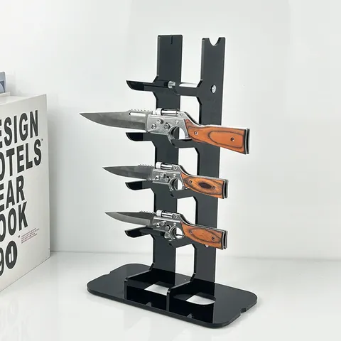 Acryl Klapptaschenmesser Display Ständer Mehrschichtige Vertikale Aufbewahrung Regal Desktop Organizer Halter Für Outdoor Camping Werkzeuge