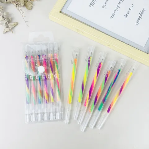 Colorful Gradient Gel Pen Set Smooth Writing Rainbow Neutral Pens Student Stationery With PVC Bag Packaging