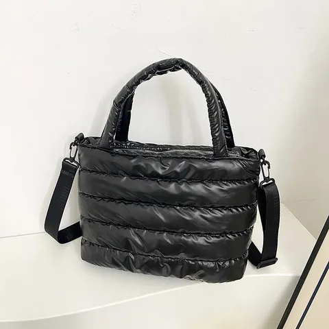 Damen Mode Casual Puffer Tragetasche Winter Gesteppt Nylon Handtasche Große Kapazität Umhängetasche