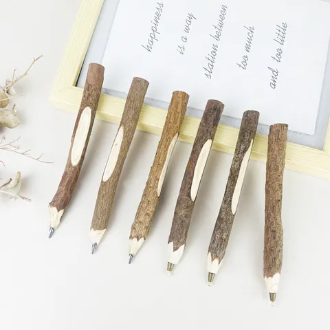 Creative Wooden Ballpoint Pen Pencil Natural Log Tree Bark Texture Writing Pen Office School Stationery Gift